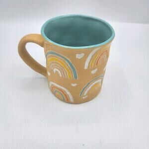 Spectrum Designz‎ 2021 Rainbow And Hearts Mug Tan Multicolor Blue Interior
